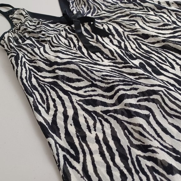 Red Rose Mesh Zebra Print Slip Dress - Picture 6 of 16